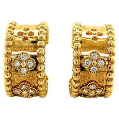 Van Cleef & Arpels Gold Perlée Clovers Hoop Earrings