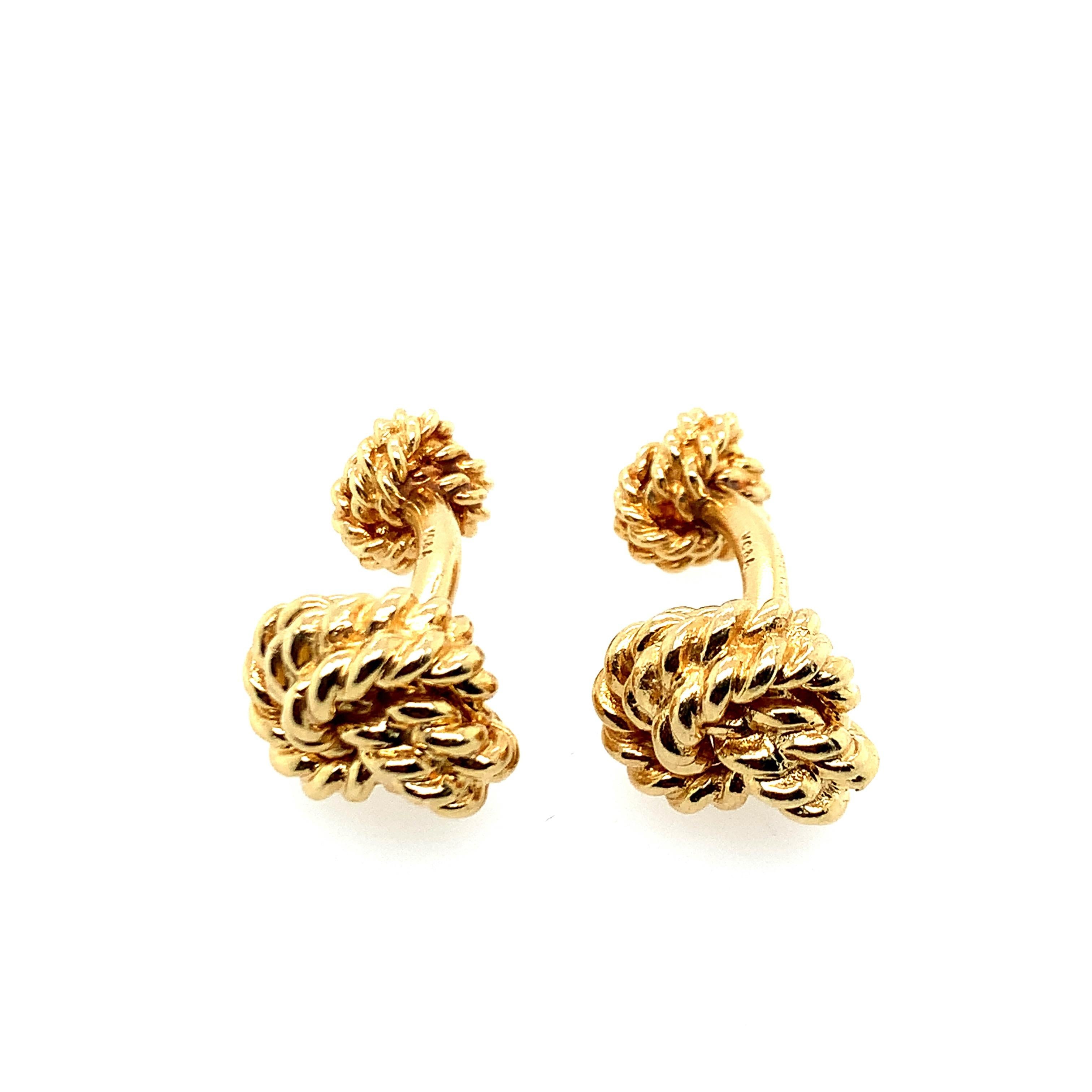 Van Cleef & Arpels Gold Rope Cufflinks In Excellent Condition For Sale In New York, NY