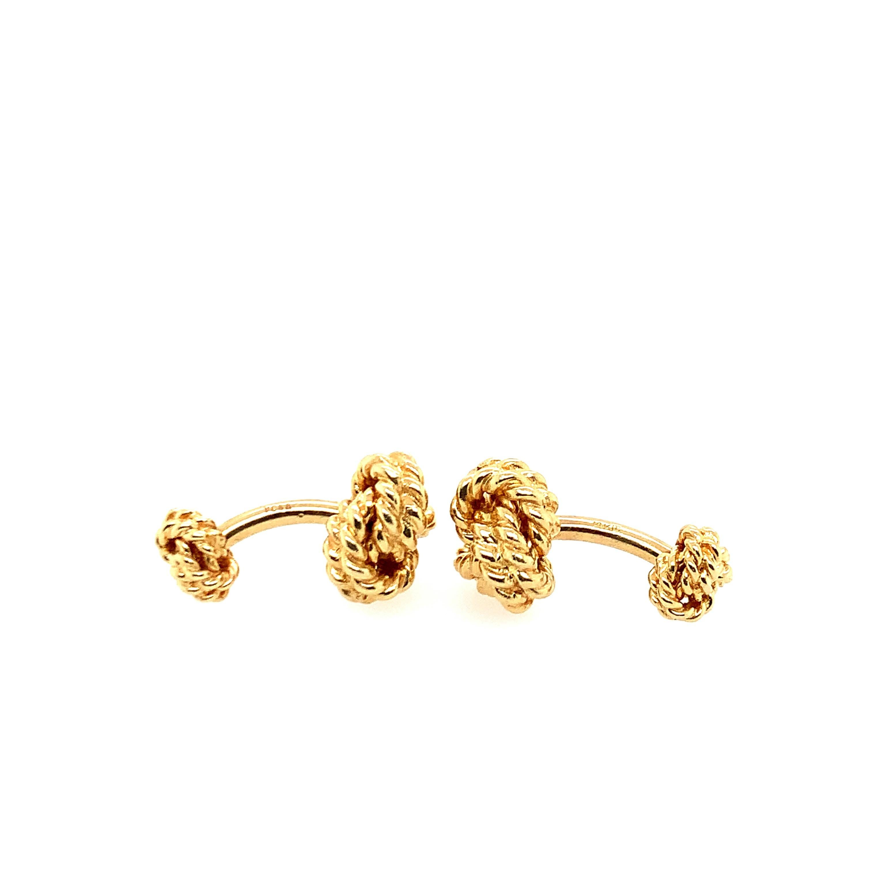 Van Cleef & Arpels Gold Rope Cufflinks In Excellent Condition For Sale In New York, NY