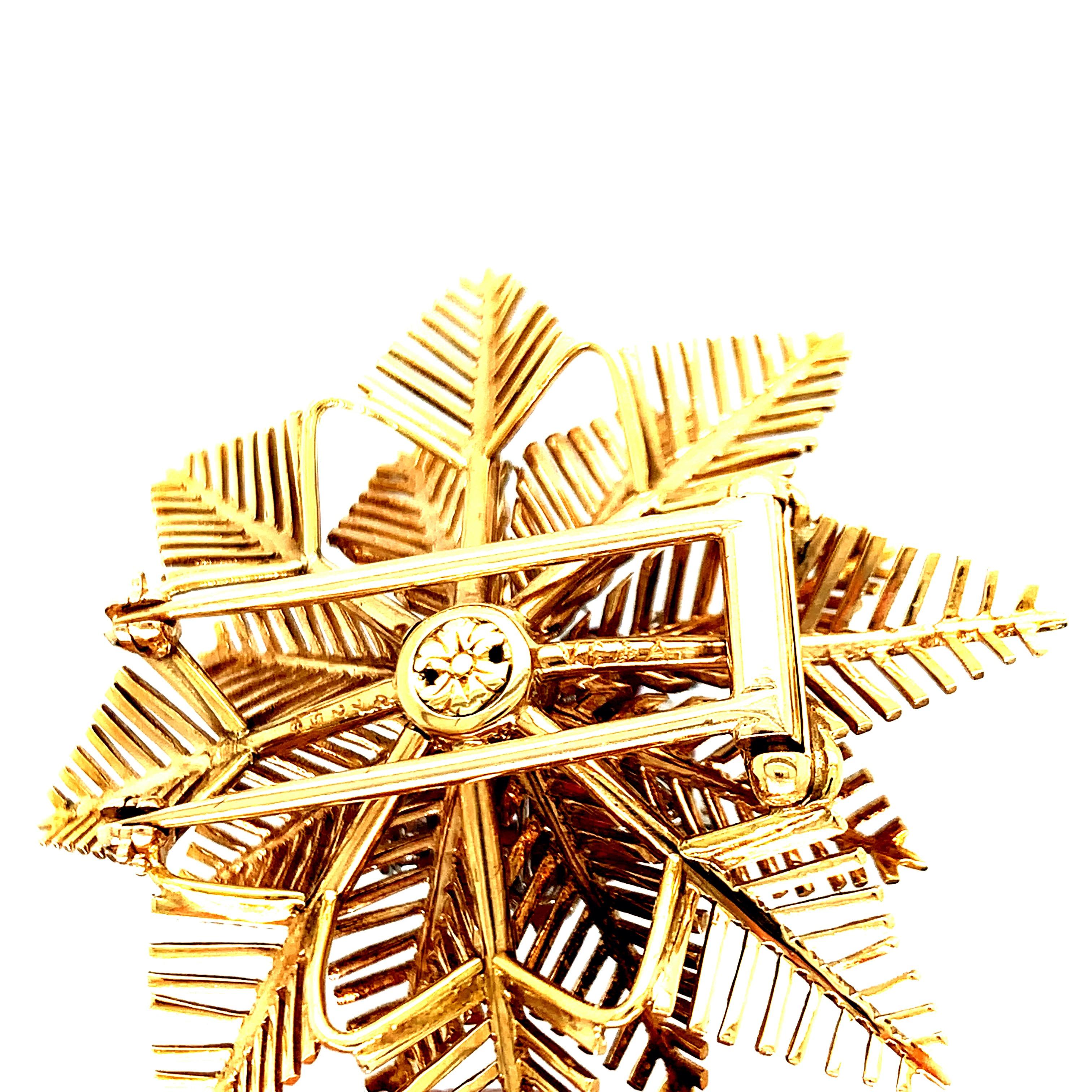Round Cut Van Cleef & Arpels Gold Ruby and Diamond Brooch