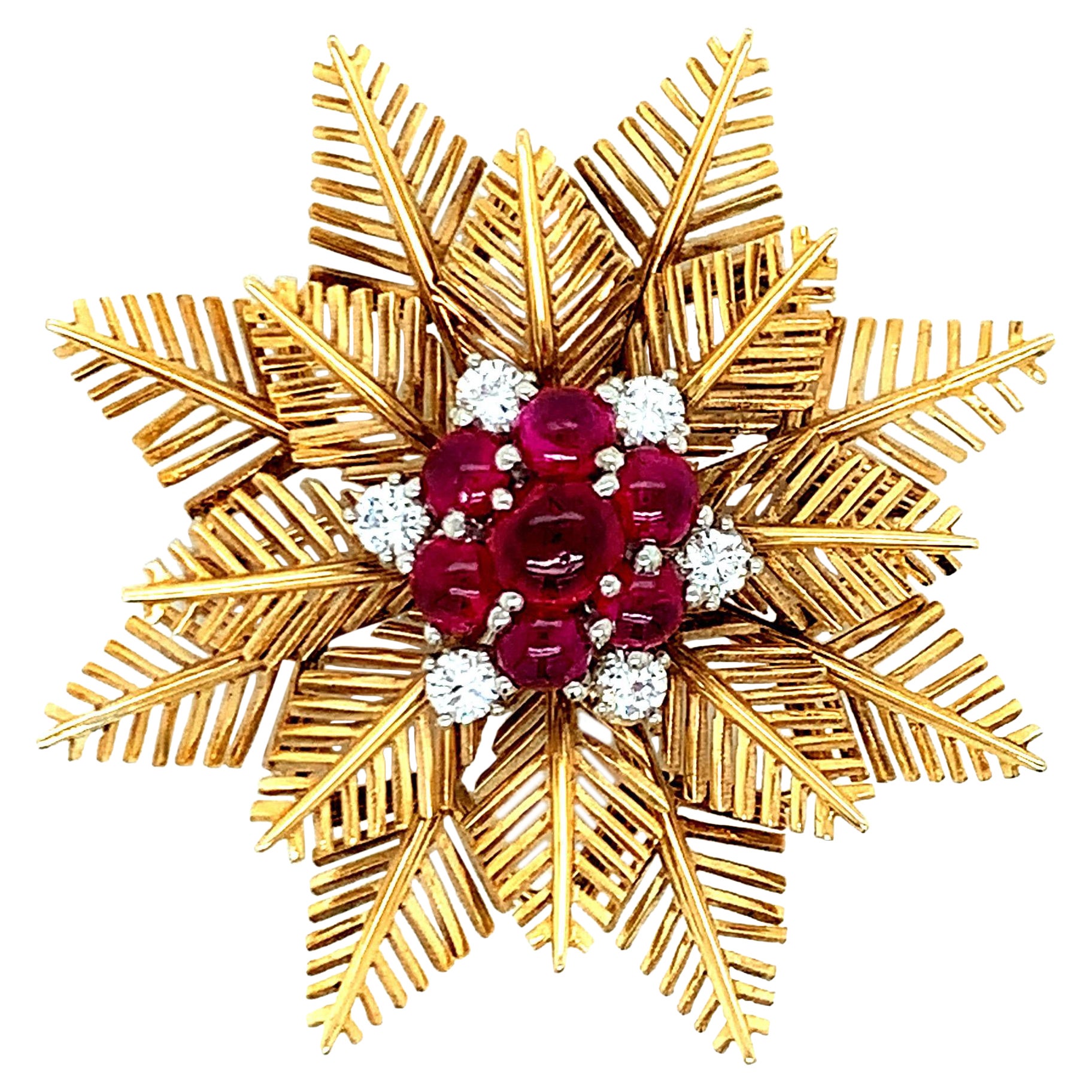 Van Cleef & Arpels Brosche aus Gold mit Rubin und Diamanten