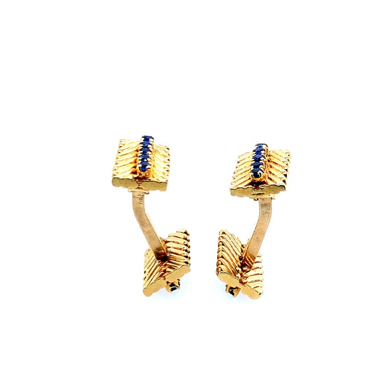 Van Cleef & Arpels Gold Sapphire Cufflinks For Sale 2