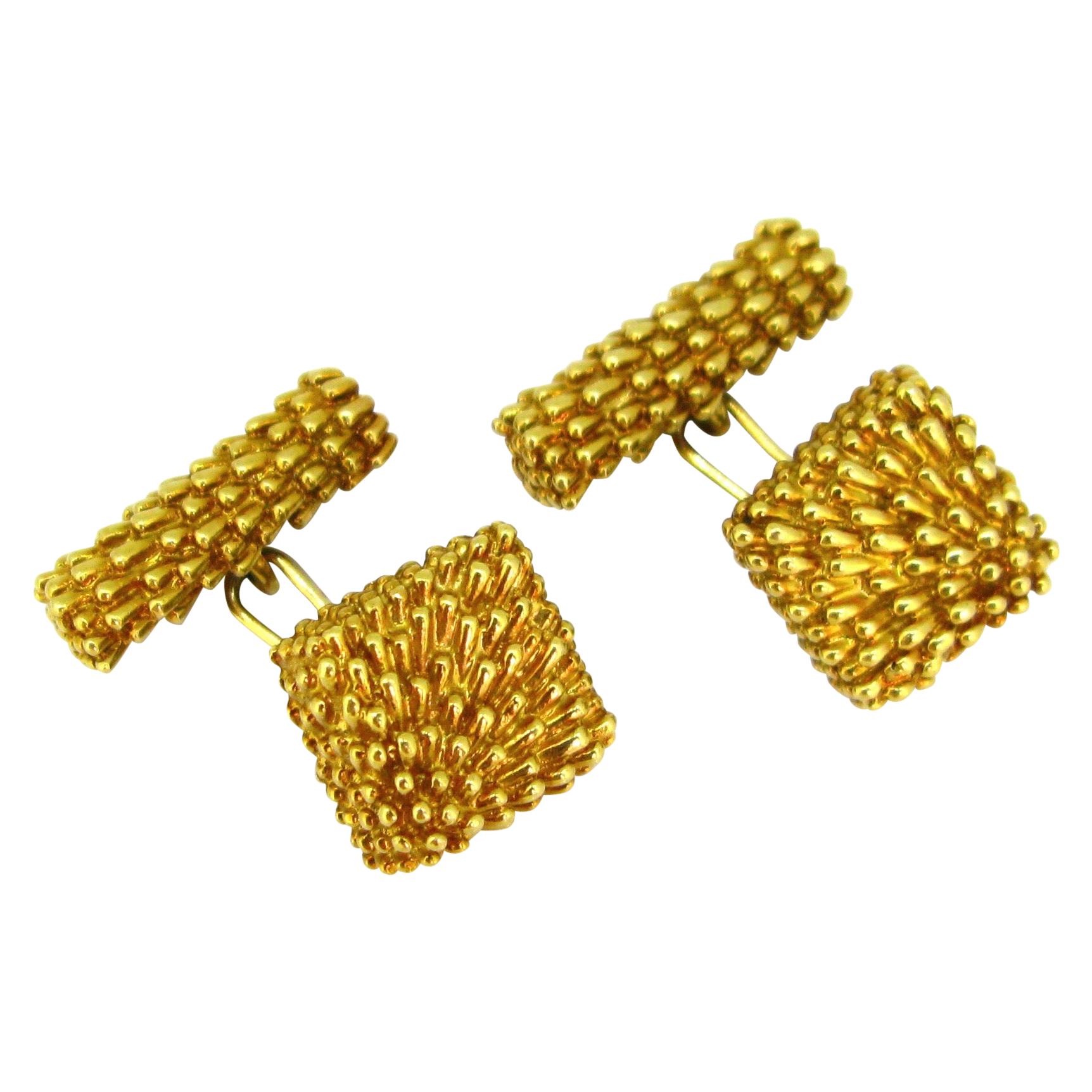 Van Cleef & Arpels Gold Textured Cufflinks