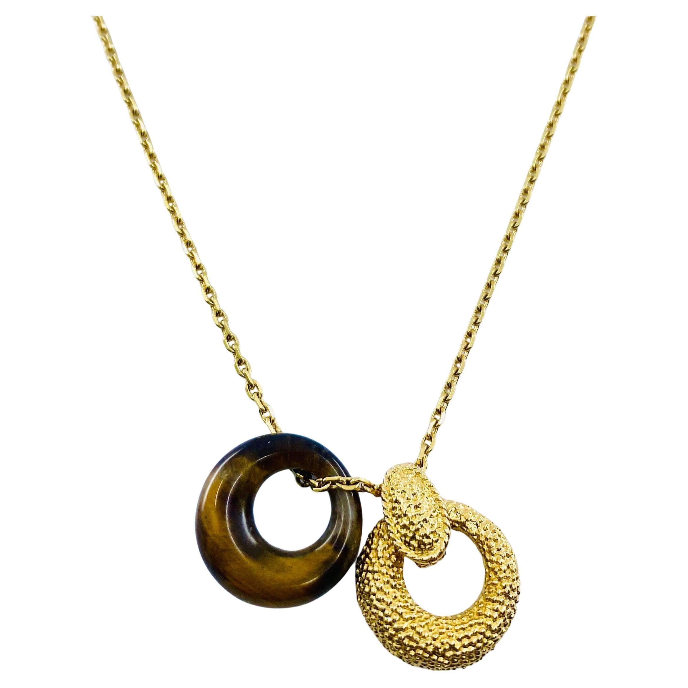 Van Cleef & Arpels Gold Tiger’s Eye Necklace For Sale