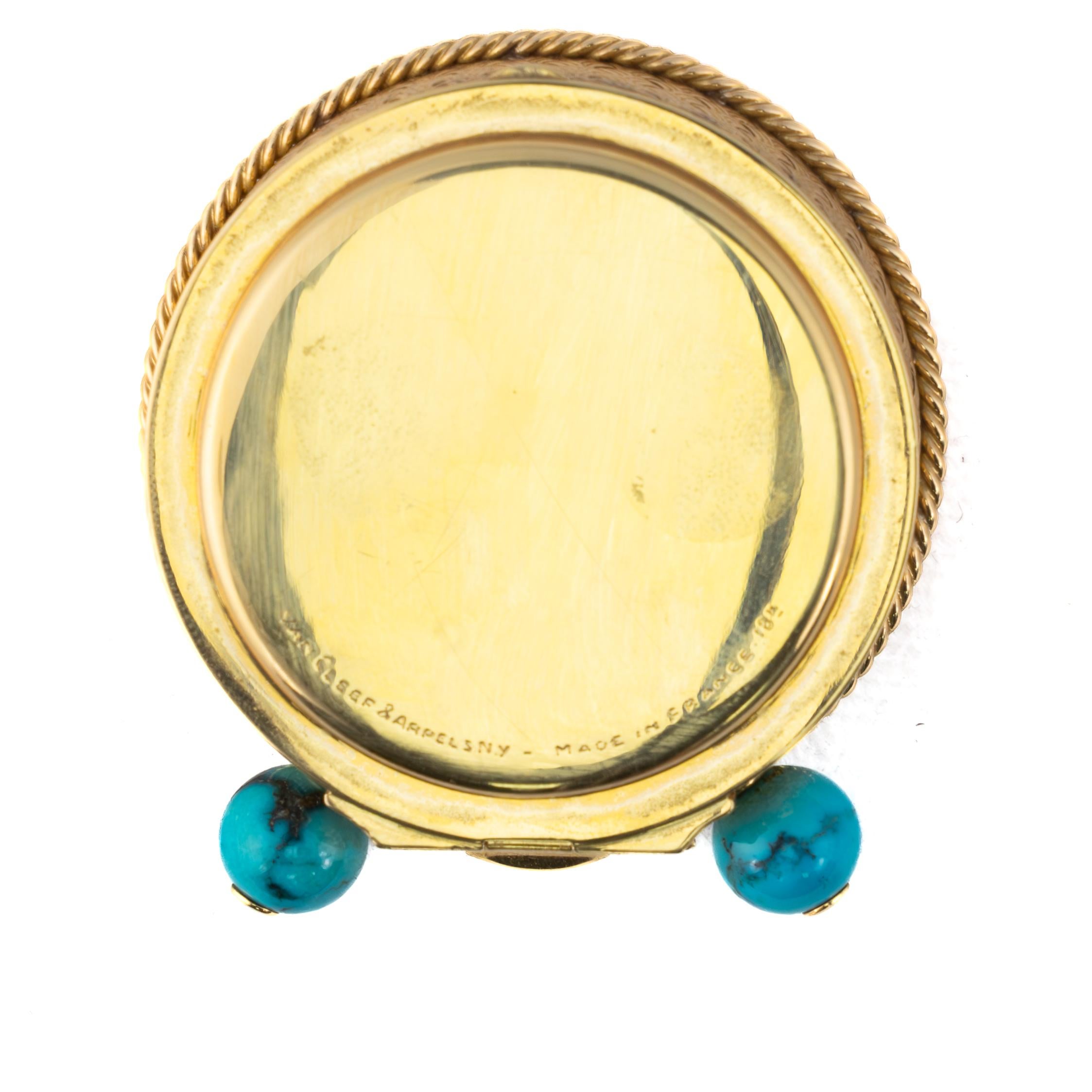 Van Cleef & Arpels Tischuhr in Gold und Türkis (Retro) im Angebot