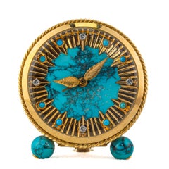 Van Cleef & Arpels Horloge de bureau or et turquoise