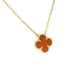 Van Cleef & Arpels Gold Vintage Alhambra Carnelian Necklace VCARD38500