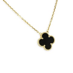 Van Cleef & Arpels Gold Vintage Alhambra Onyx Necklace VCARA45800