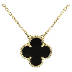 Van Cleef & Arpels Gold Vintage Alhambra Onyx Necklace VCARA45800
