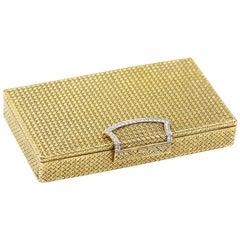 Van Cleef & Arpels Gold Vintage Yellow Makeup Compact with Diamonds