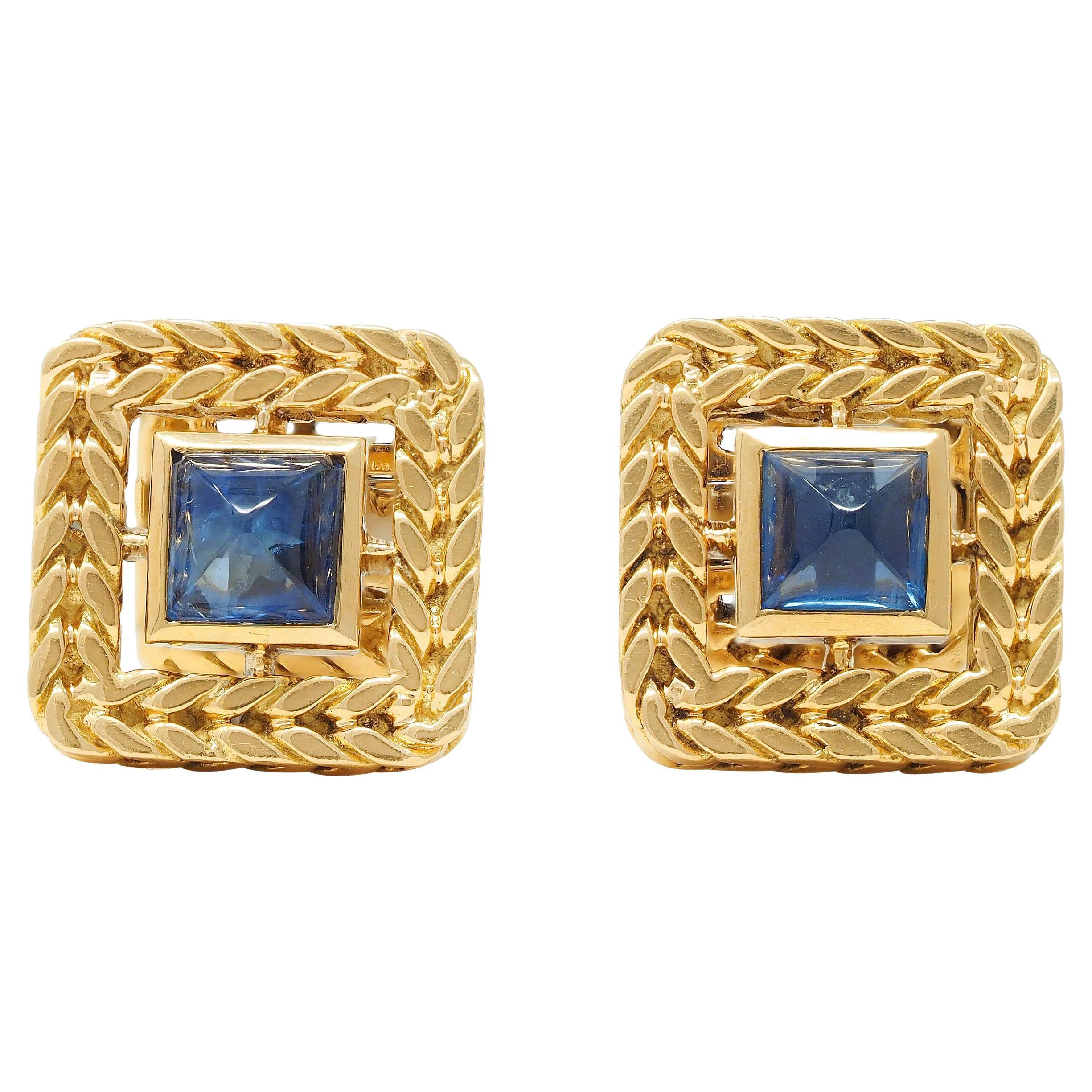 Van Cleef & Arpels Gorges L'Enfant France Sapphire 18 Karat Gold Braid Cufflinks