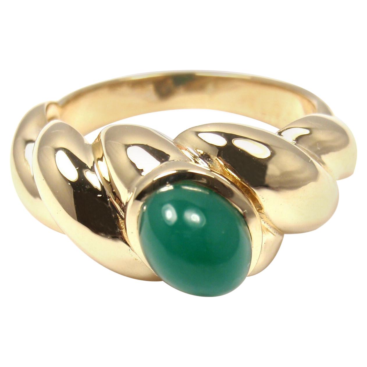 Van Cleef & Arpels Green Chalcedony Yellow Gold Band Ring For Sale