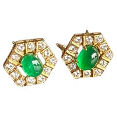 Van Cleef & Arpels Green Emerald & Diamond Earrings