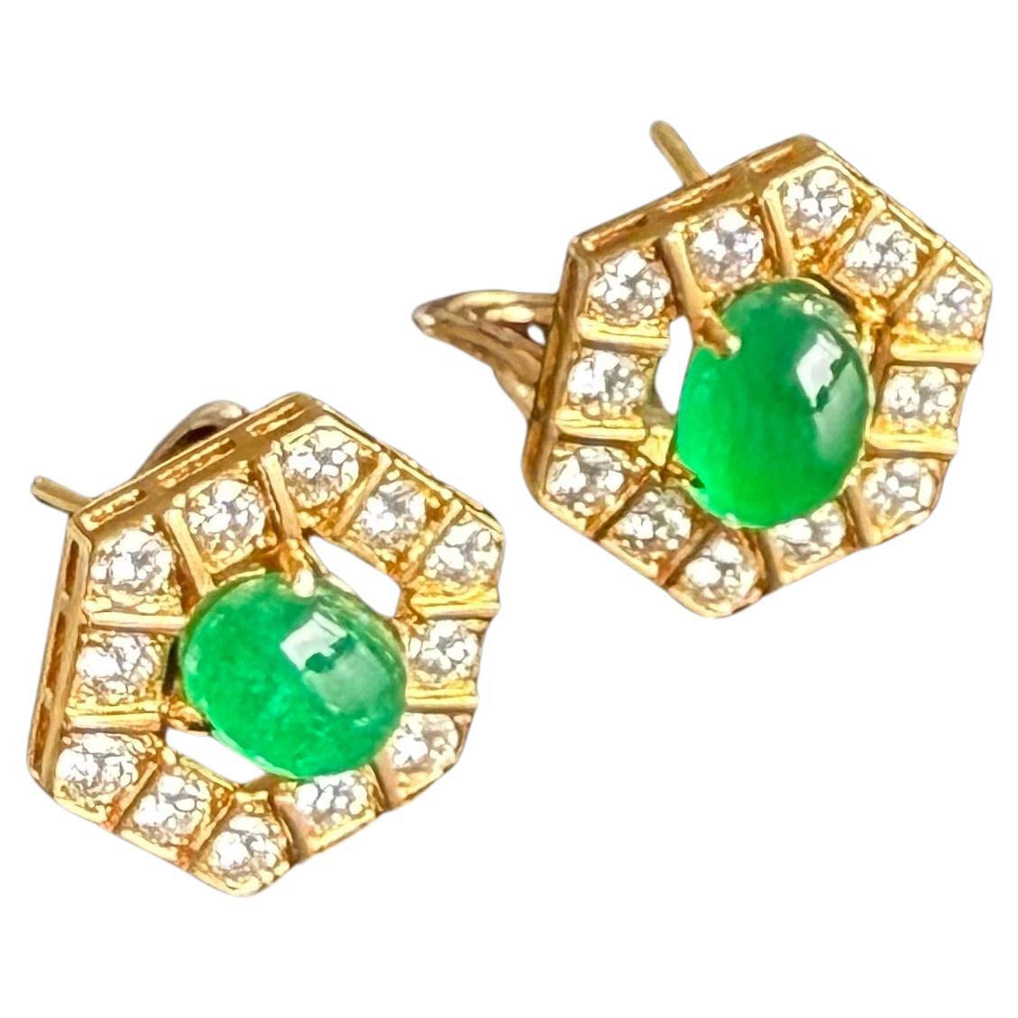 Van Cleef & Arpels Green Emerald & Diamond Earrings