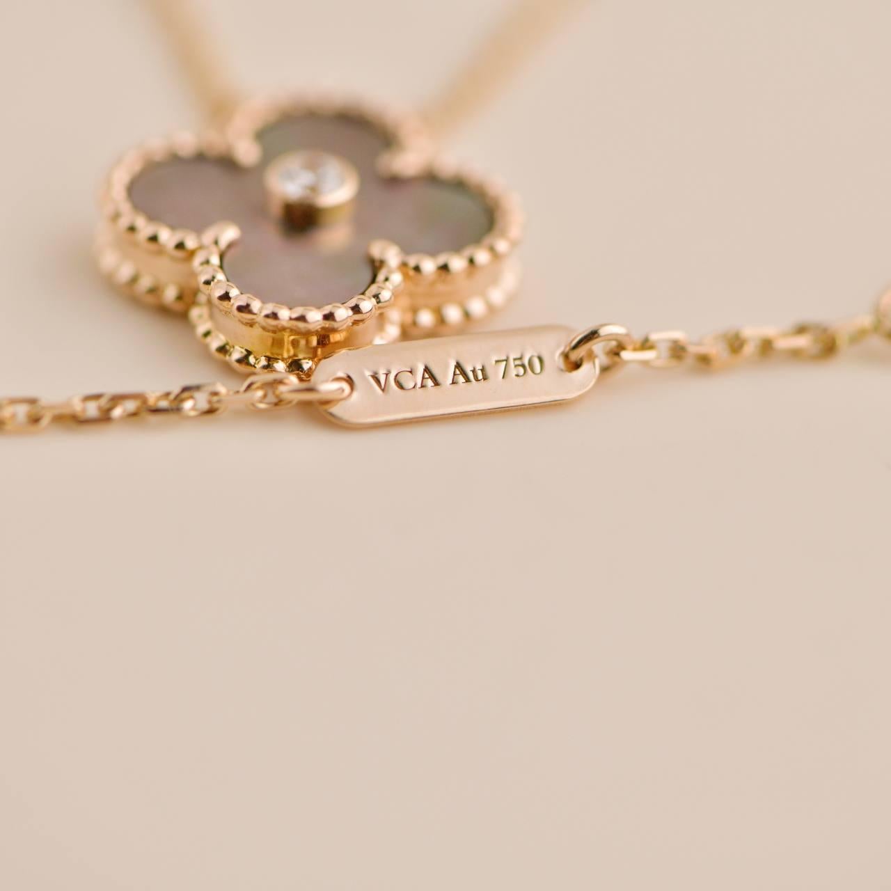 Van Cleef & Arpels Grey Mother of Pearl 18k Rose Gold 2014 Holiday Pendant 1