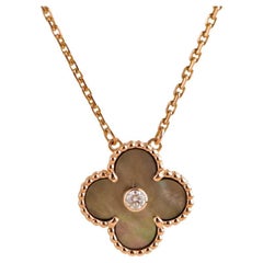 Van Cleef & Arpels Grey Mother of Pearl 18k Rose Gold 2014 Holiday Pendant