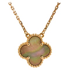 Van Cleef & Arpels Grey Mother of Pearl Alhambra Pendant Necklace