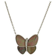 Van Cleef & Arpels Grey Mother of Pearl Butterfly Necklace
