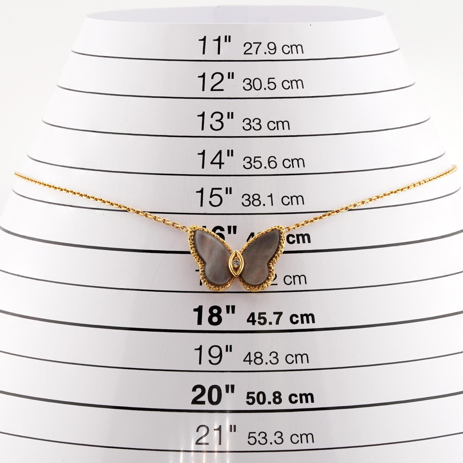 VAN CLEEF & ARPELS Grey Mother-of-Pearl Diamond Butterfly Pendant Necklace 5