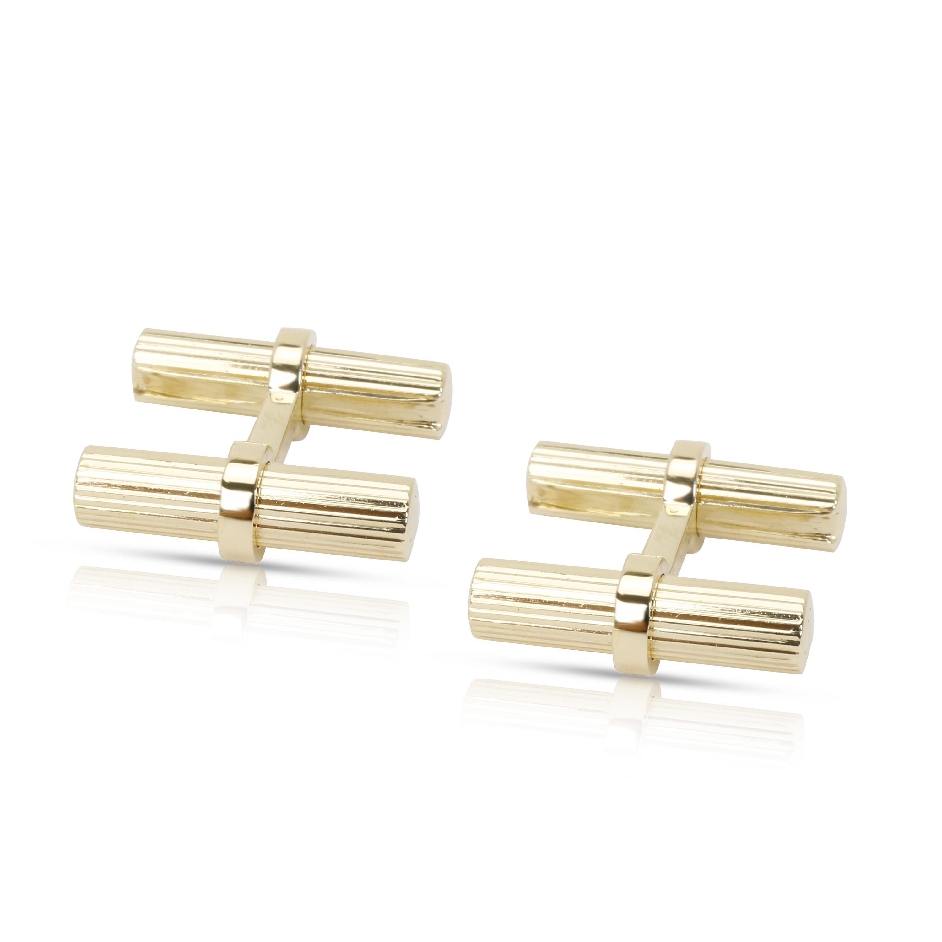 Van Cleef & Arpels Groved Baton Men's Cufflinks in 14 Karat Yellow Gold In Excellent Condition In New York, NY