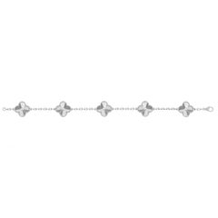 Van Cleef & Arpels Guilloche 5 Motifs Vintage Alhambra Bracelet 18K White Gold