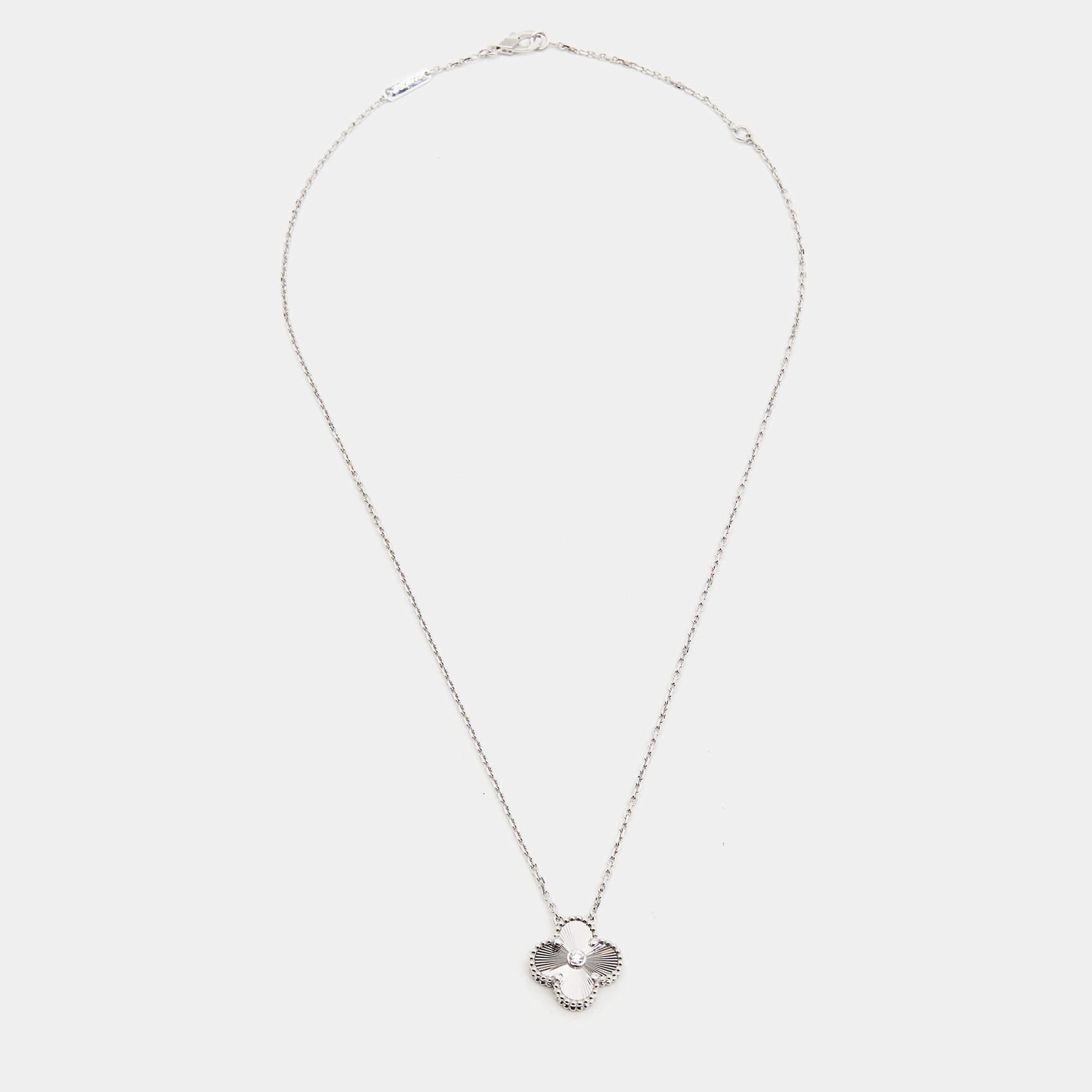 van cleef white gold guilloche necklace