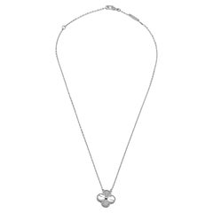 Van Cleef & Arpels Guilloché Rhodium Plated 18K White Gold Pendant Necklace