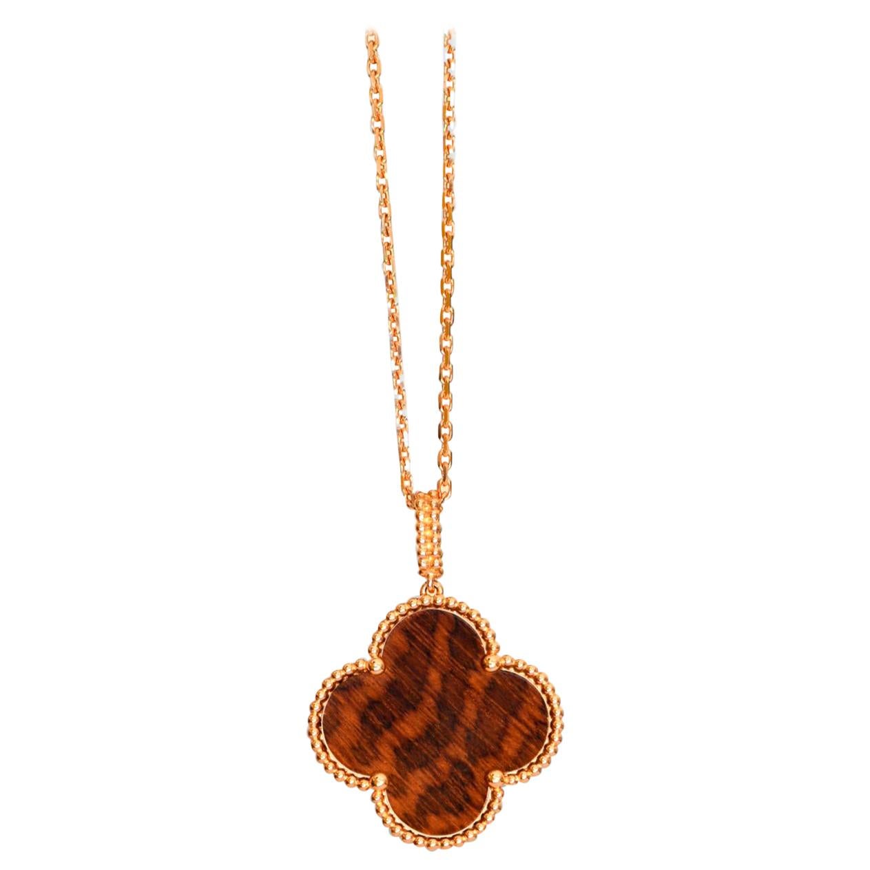 Van Cleef & Arpels Hard Wood Magic Alhambra Pendant Necklace