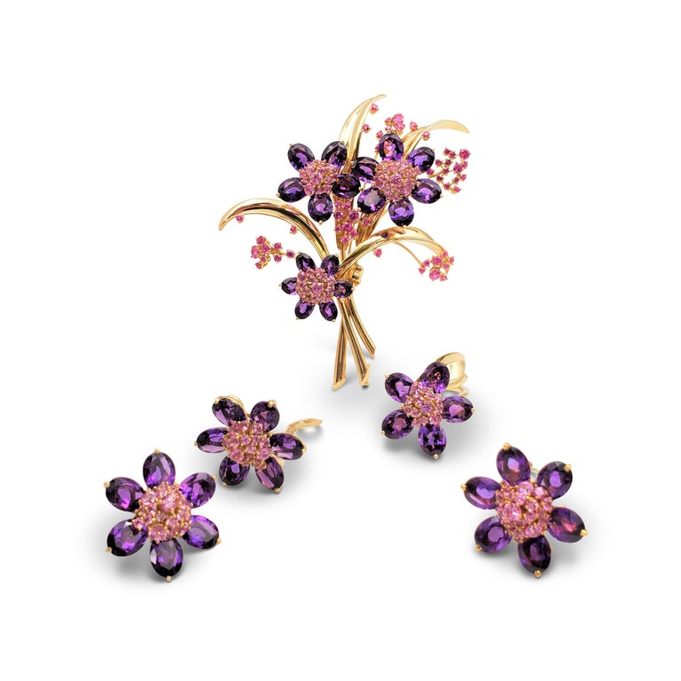 Van Cleef and Arpels 'Hawaii Bouquet' Pink Sapphire and Amethyst Brooch