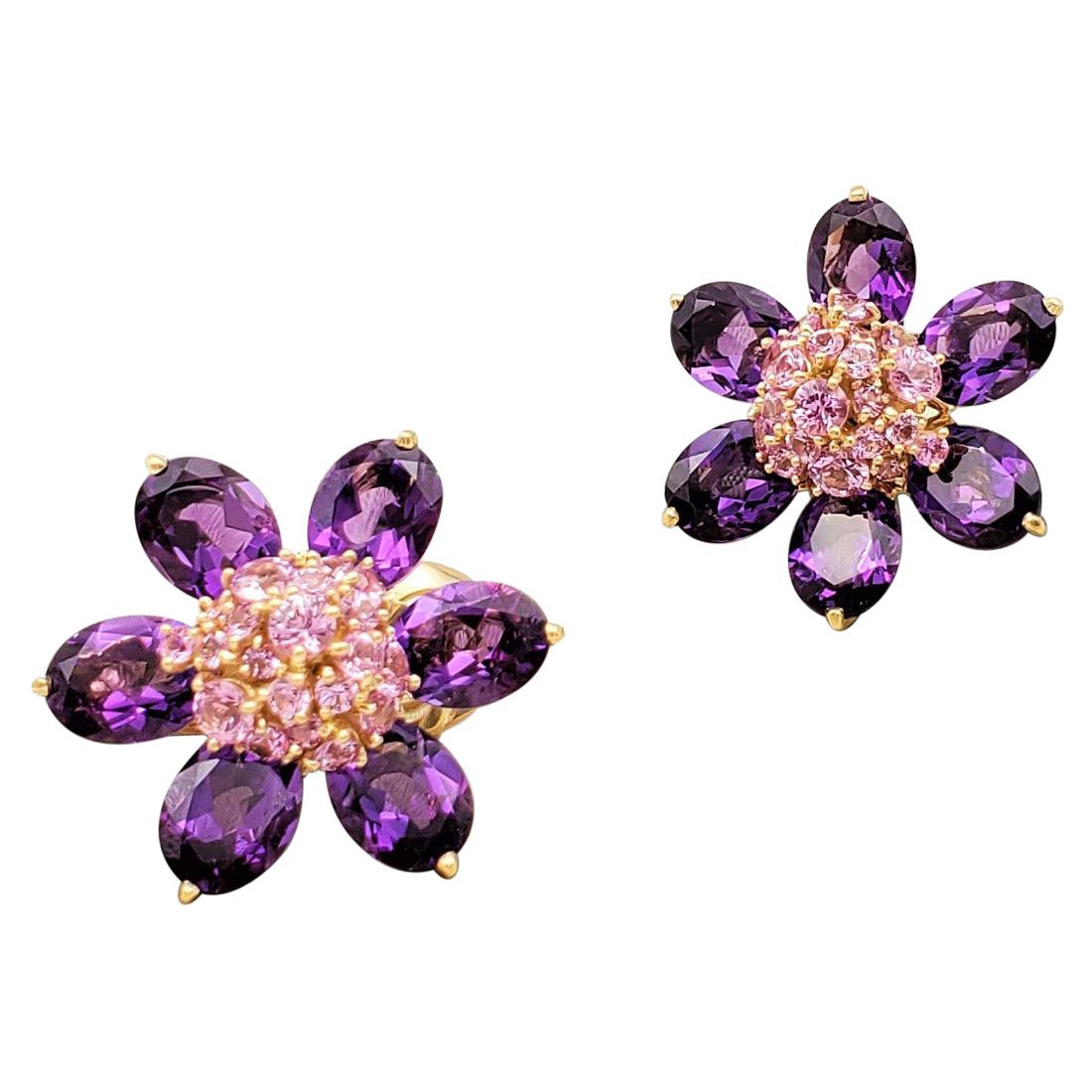 Van Cleef & Arpels 'Hawaii' Pink Sapphire and Amethyst Earrings