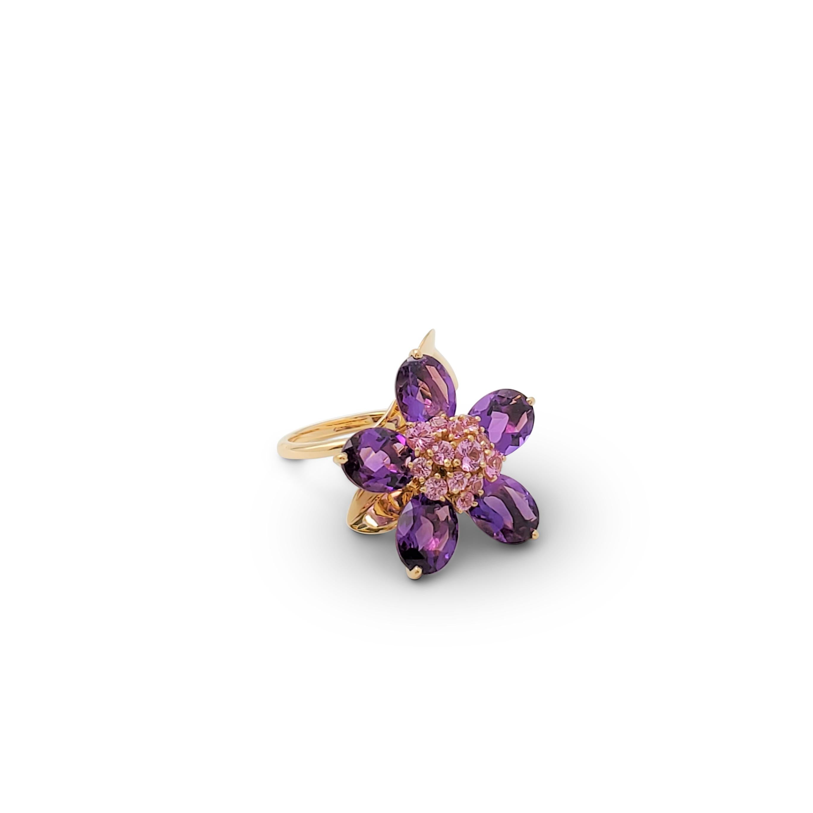 Van Cleef & Arpels 'Hawaii' Pink Sapphire and Amethyst Ring In Excellent Condition In New York, NY