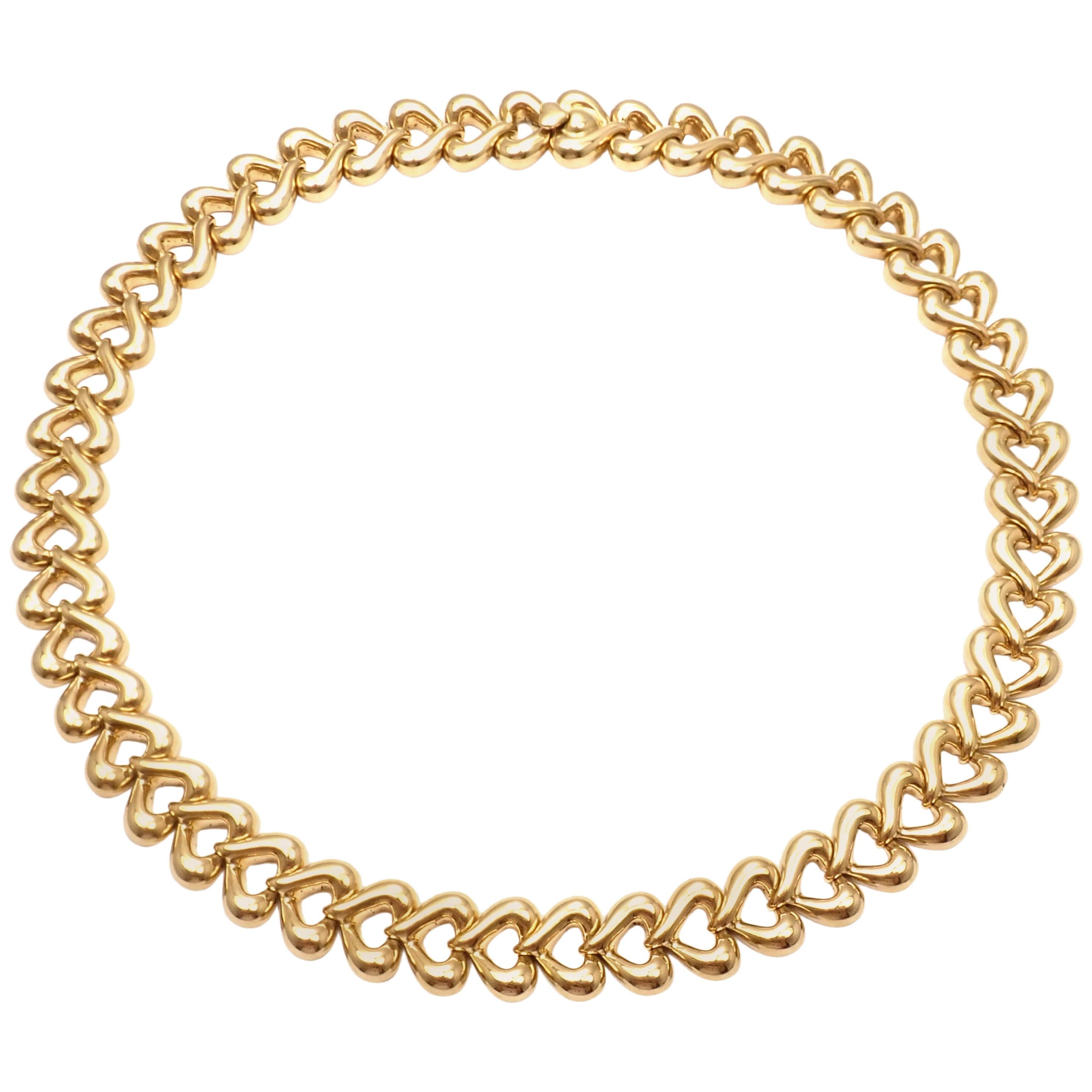 Van Cleef & Arpels Heart Link Choker Yellow Gold Necklace