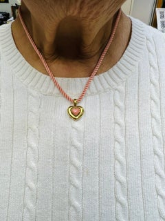 Van Cleef & Arpels Heart Shaped Coral Yellow Gold Pendant Necklace