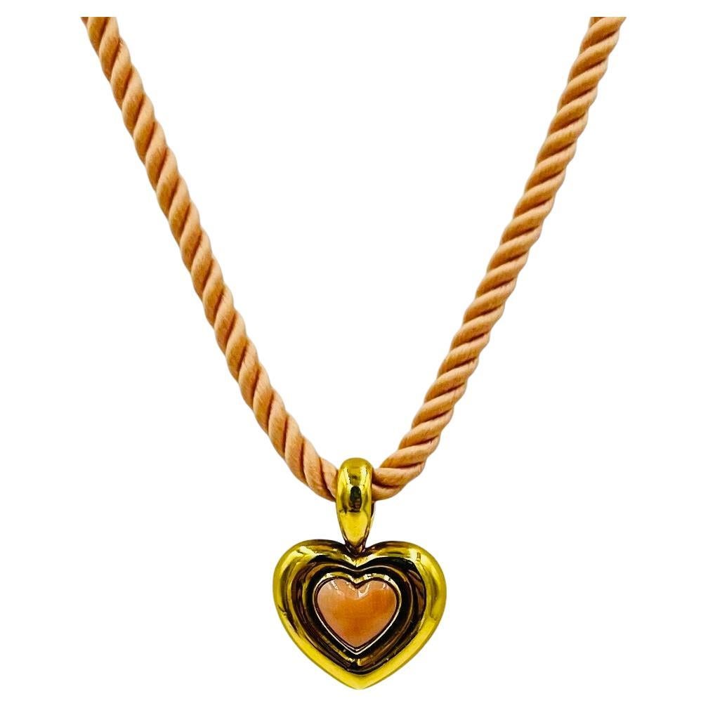 Van Cleef & Arpels Heart Shaped Coral Yellow Gold Pendant Necklace