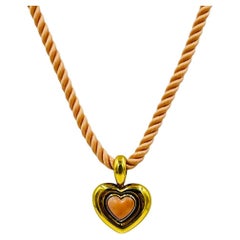 Van Cleef & Arpels Heart Shaped Coral Yellow Gold Pendant Necklace