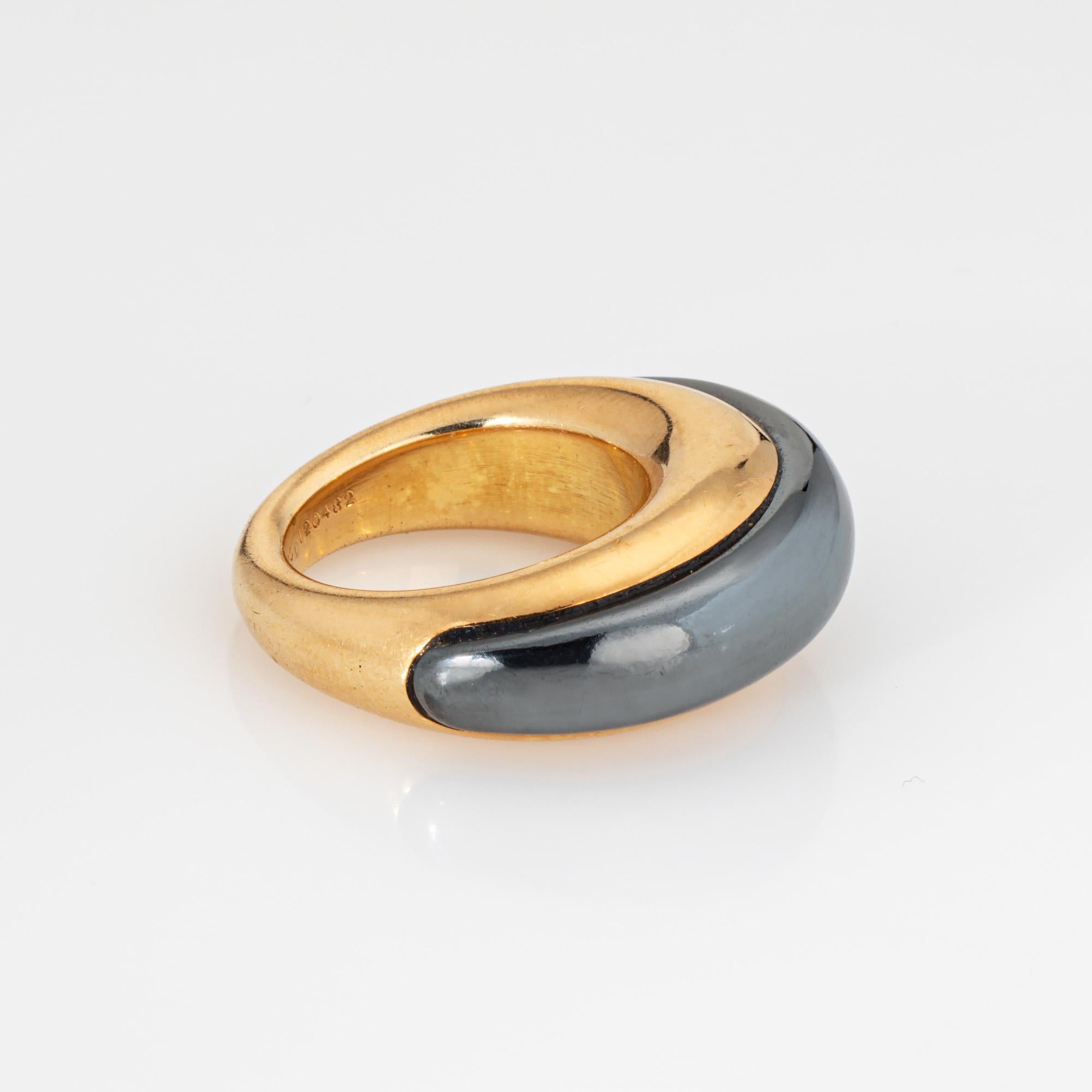 Modern Van Cleef & Arpels Hematite Dome Ring Vintage Sz 4.5 Band Signed Jewelry For Sale