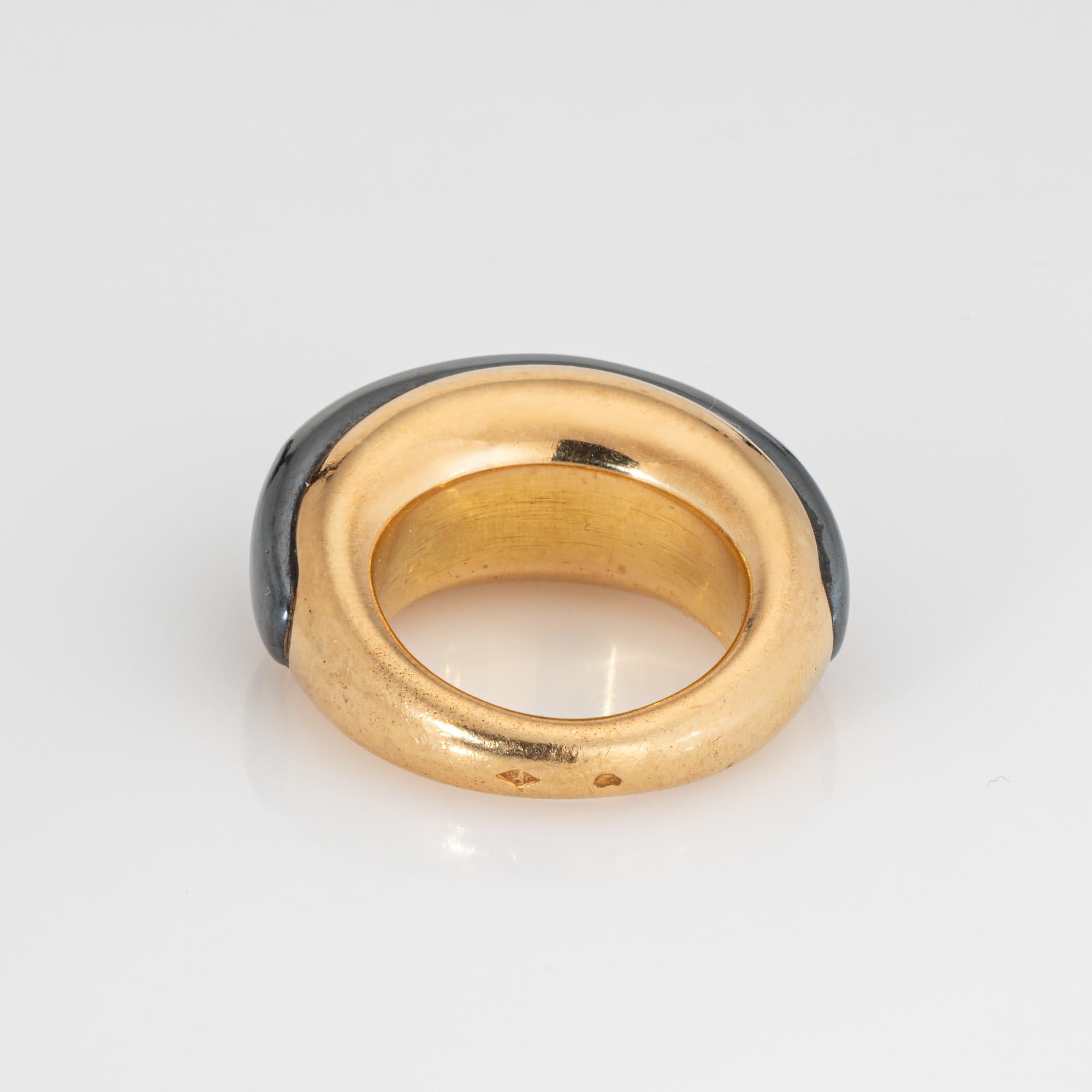 Van Cleef & Arpels Hematite Dome Ring Vintage Sz 4.5 Band Signed Jewelry In Good Condition For Sale In Torrance, CA