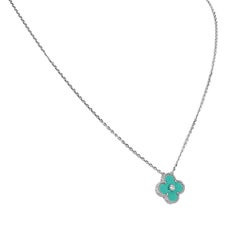 Van Cleef & Arpels Holiday 2022 Alhambra Diamond Pendant Celadon Necklace