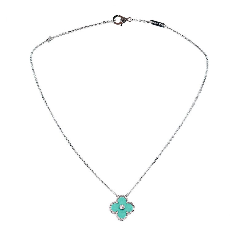 Van Cleef and Arpels Holiday 2022 Alhambra Diamond Pendant Celadon
