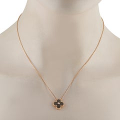 Van Cleef & Arpels Holiday Alhambra 18K Rose Gold Diamond Pendant Necklace #5041