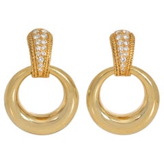 Van Cleef & Arpels interchangeable diamond and gold doorknocker hoop earrings