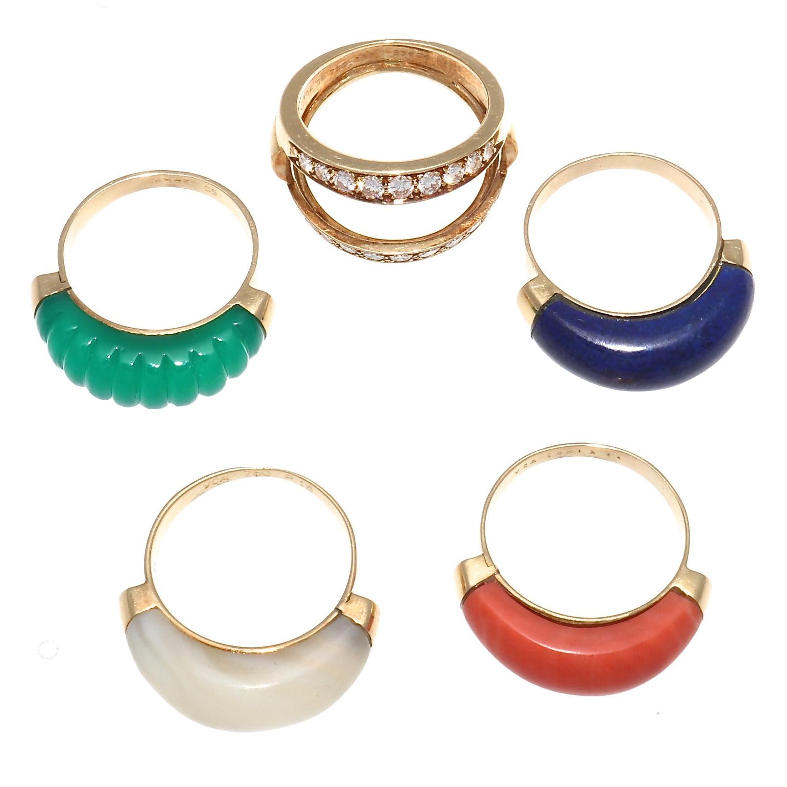 Van Cleef & Arpels Interchangeable Gemstone Diamond Gold Ring 11