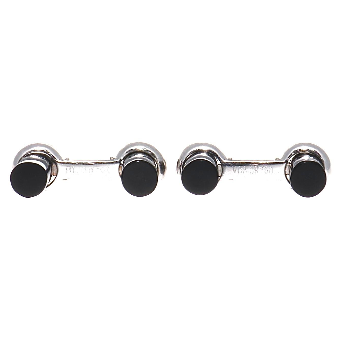 Contemporary Van Cleef & Arpels Interchangeable Rock Crystal and Onyx Gold Cufflinks