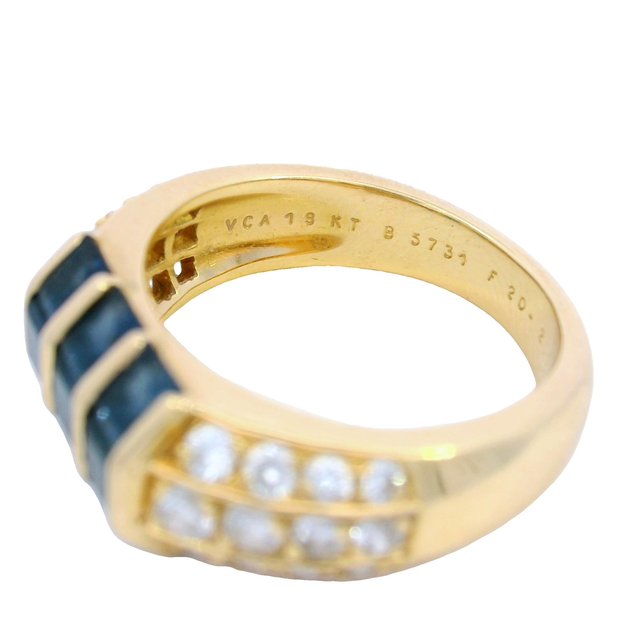 Van Cleef & Arpels Invisibly Set Sapphire Diamond Stacker Ring 18K Yellow Gold im Angebot 1