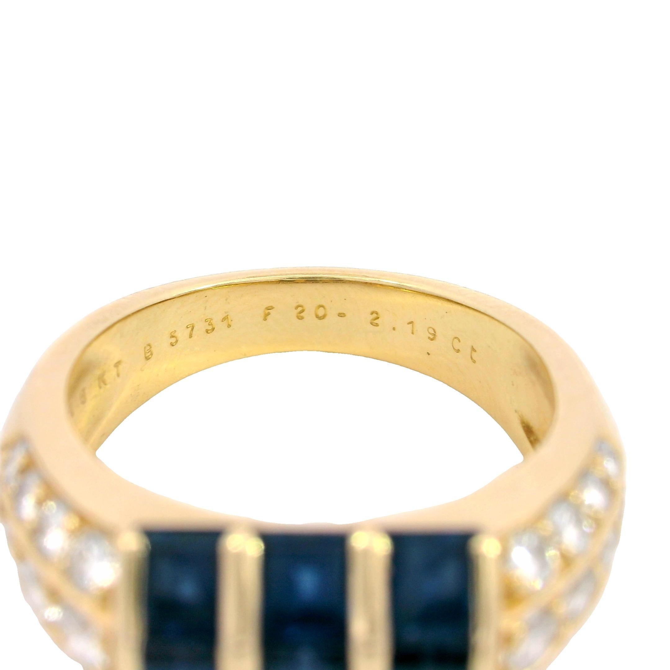 Van Cleef & Arpels Invisibly Set Sapphire Diamond Stacker Ring 18K Yellow Gold im Angebot 2