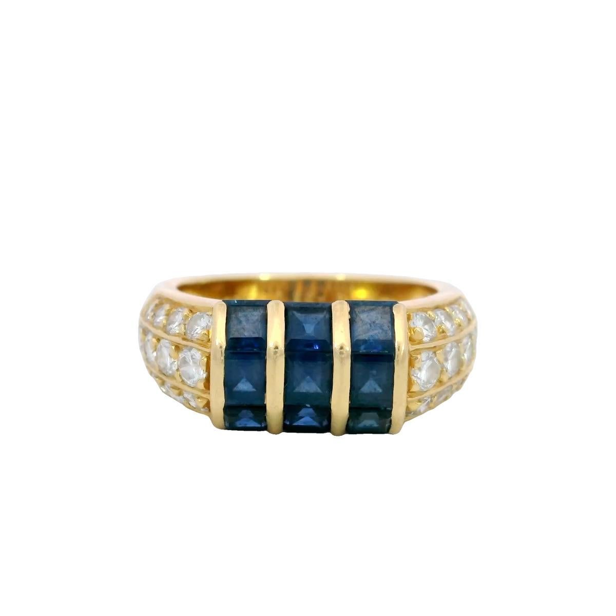 Van Cleef & Arpels Invisibly Set Sapphire Diamond Stacker Ring 18K Yellow Gold im Angebot 3