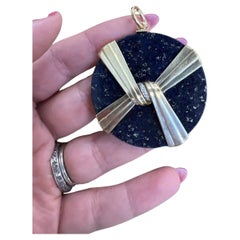 VAN CLEEF & ARPELS ITALY 18k Yellow Gold, Lapis & Diamond Pendant Vintage 1960s