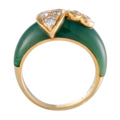 Van Cleef & Arpels Jade and Diamond Gold Band Ring