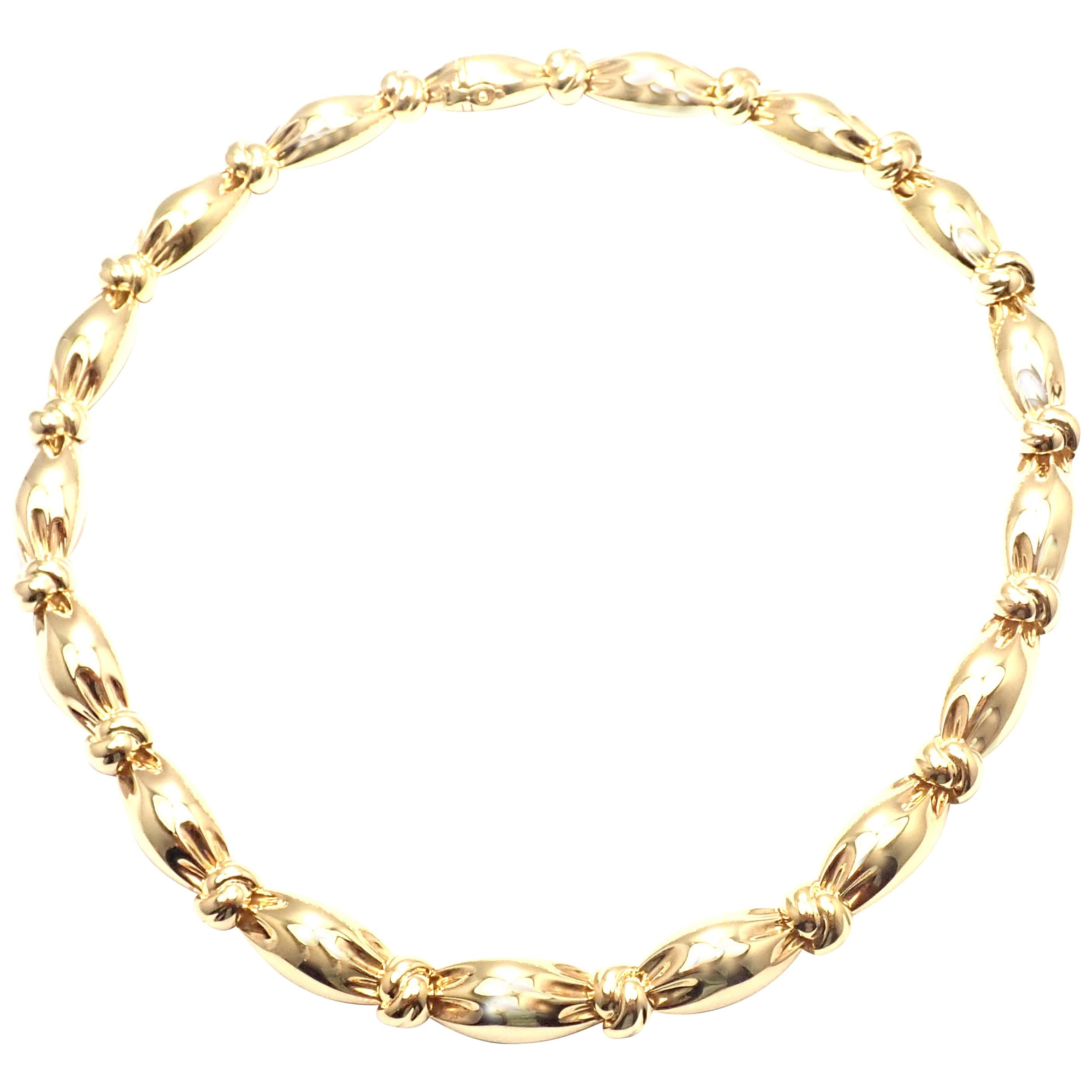 Van Cleef & Arpels Knotted Link Yellow Gold Choker Necklace For Sale