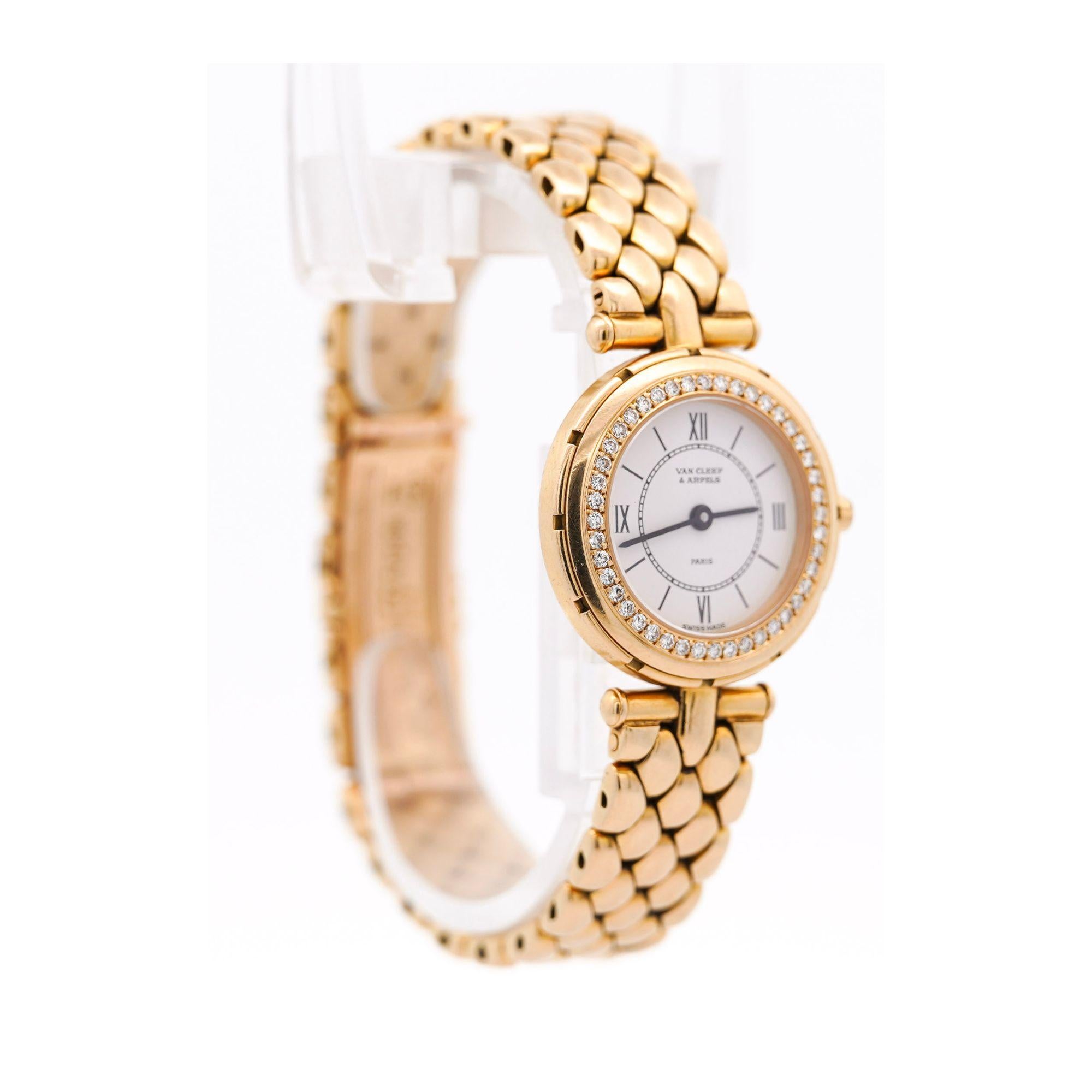 Van Cleef & Arpels La Collection 18K Gold Diamond Bezel Ladies Watch For Sale 4